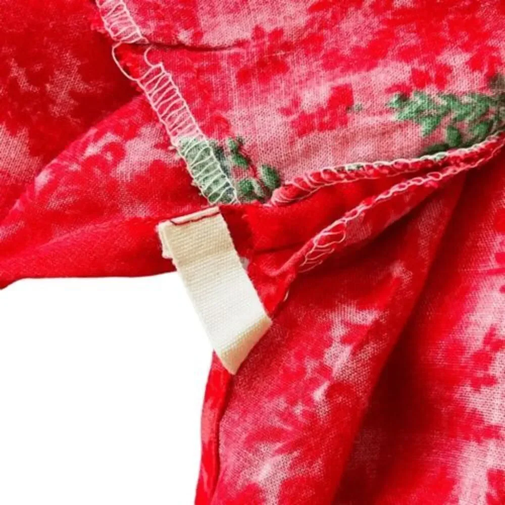 NWT Indian Kurta Kurti Lagi Red Floral Relaxed Long-Line Tunic Blouse Top — SZ M